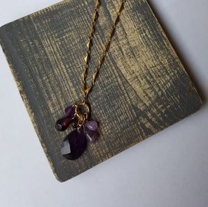 Purple Cluster Drop Necklace